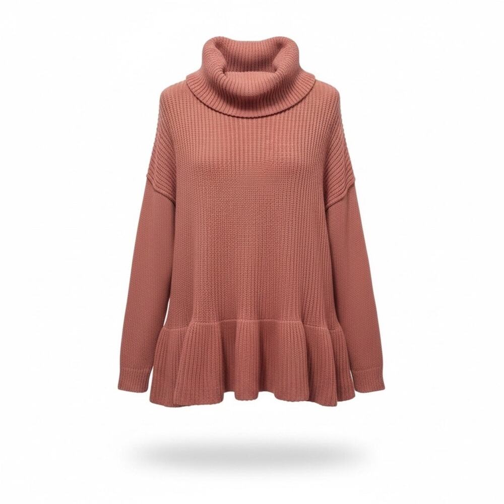 Free People Oversized Layer Cake Sweater L Dusty Rose coastal grandmother